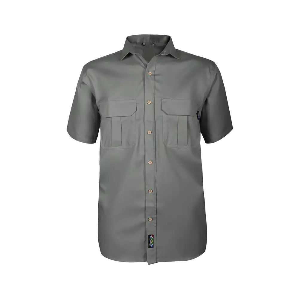 Homegrown Men’s Short Sleeve Shirt Navy, Fatigue & Stone - Image 4