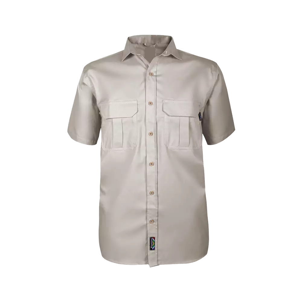 Homegrown Men’s Short Sleeve Shirt Navy, Fatigue & Stone - Image 2
